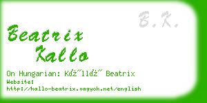 beatrix kallo business card